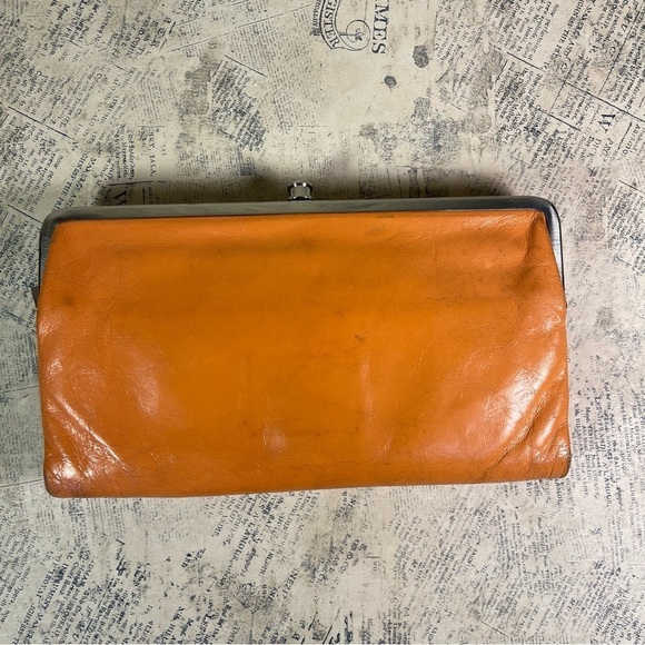 HOBO Lauren clutch wallet orange leather vintage - Picture 3 of 14